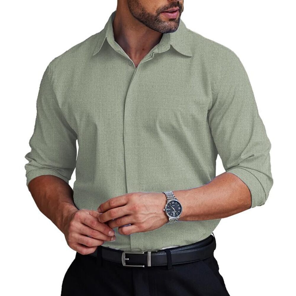 Wrinkle Free Dress Shirts for Men Slim Fit Button Down Suit Shirts